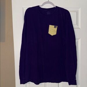 Purple Long Sleeve Tee with Yellow Pocket